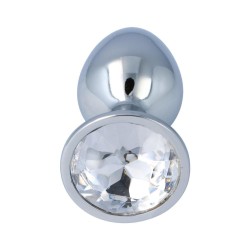 Pick & Love – Plug Anale Metallo Taglia S con Gioiello Trasparente 7,2 cm