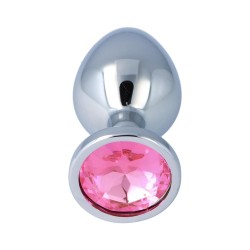 Pick & Love – Plug Anale Metallo Taglia M con Gioiello Rosa 8,3 cm