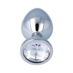 Pick & Love – Plug Anale Metallo Taglia M con Gioiello Trasparente 8,3 cm