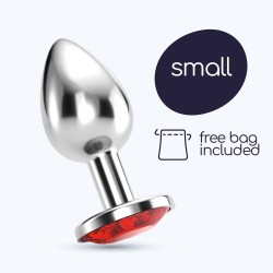 Crushious Plug Gioiello Anale Rosso Small – Plug in Metallo con Cristallo Elegante