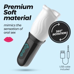 Crushious – Masturbatore Fellatrix Ricaricabile con Guaina Rotante, 3 Velocità e 4 Modalità | USB, Waterproof